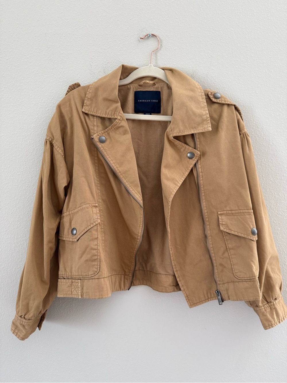 American Eagle Cropped Utility Jacket - Camel Chestnut Color Medium - Picture 2 of 9